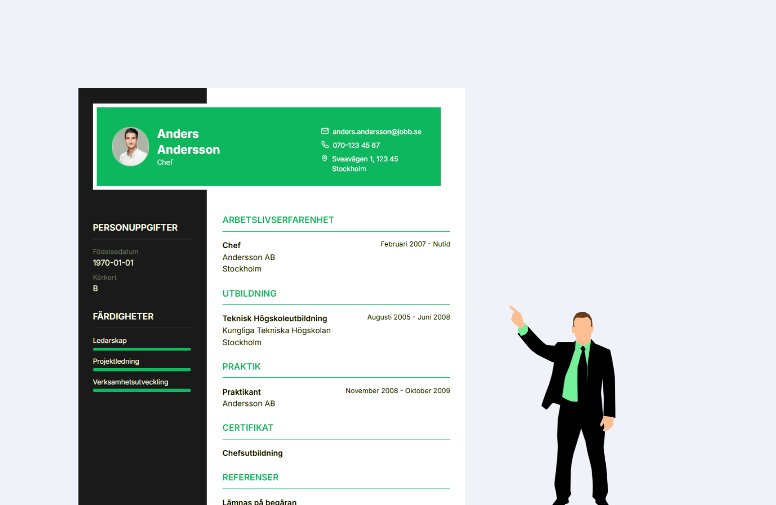 CV-exempel med professionell design från SkapaCV